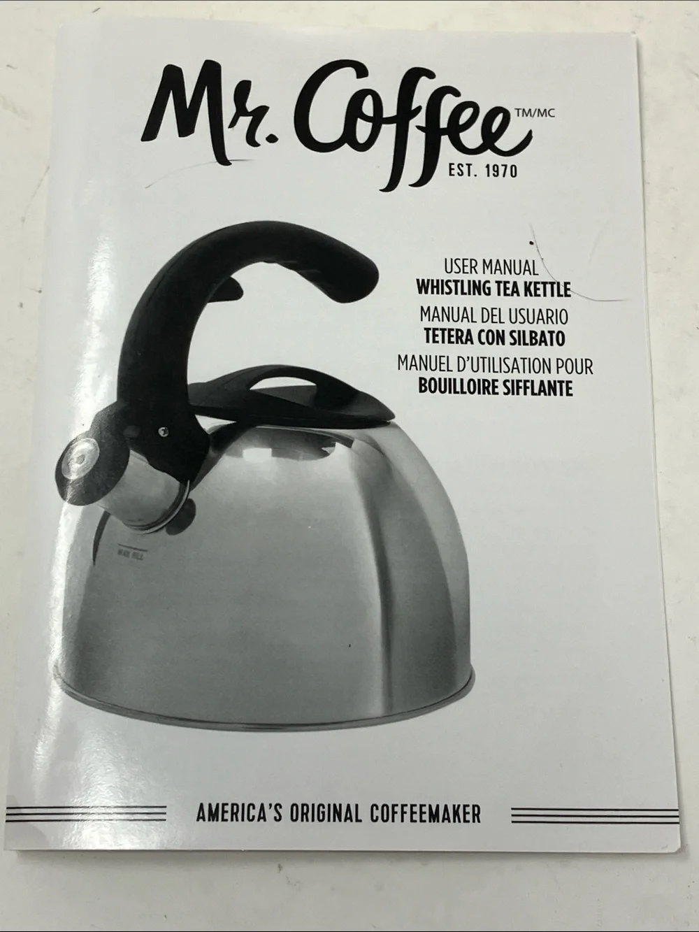 Mr. Coffee Stainless Steel Whistling Tea Kettle Stovetop Flip Spout